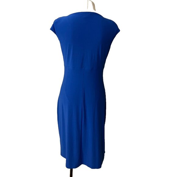Ralph Lauren Dress 14 Cobalt Blue Stretch Sheath Washable Career Church - Picture 5 of 7